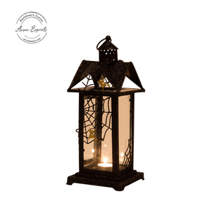 Designer Wooden Tall Lantern with  Metal Top Used for Halloween Decoration Wooden Christmas Lantern with Candles