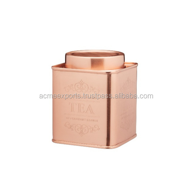 Square Small metal Tea Tin box in Stainless Steel