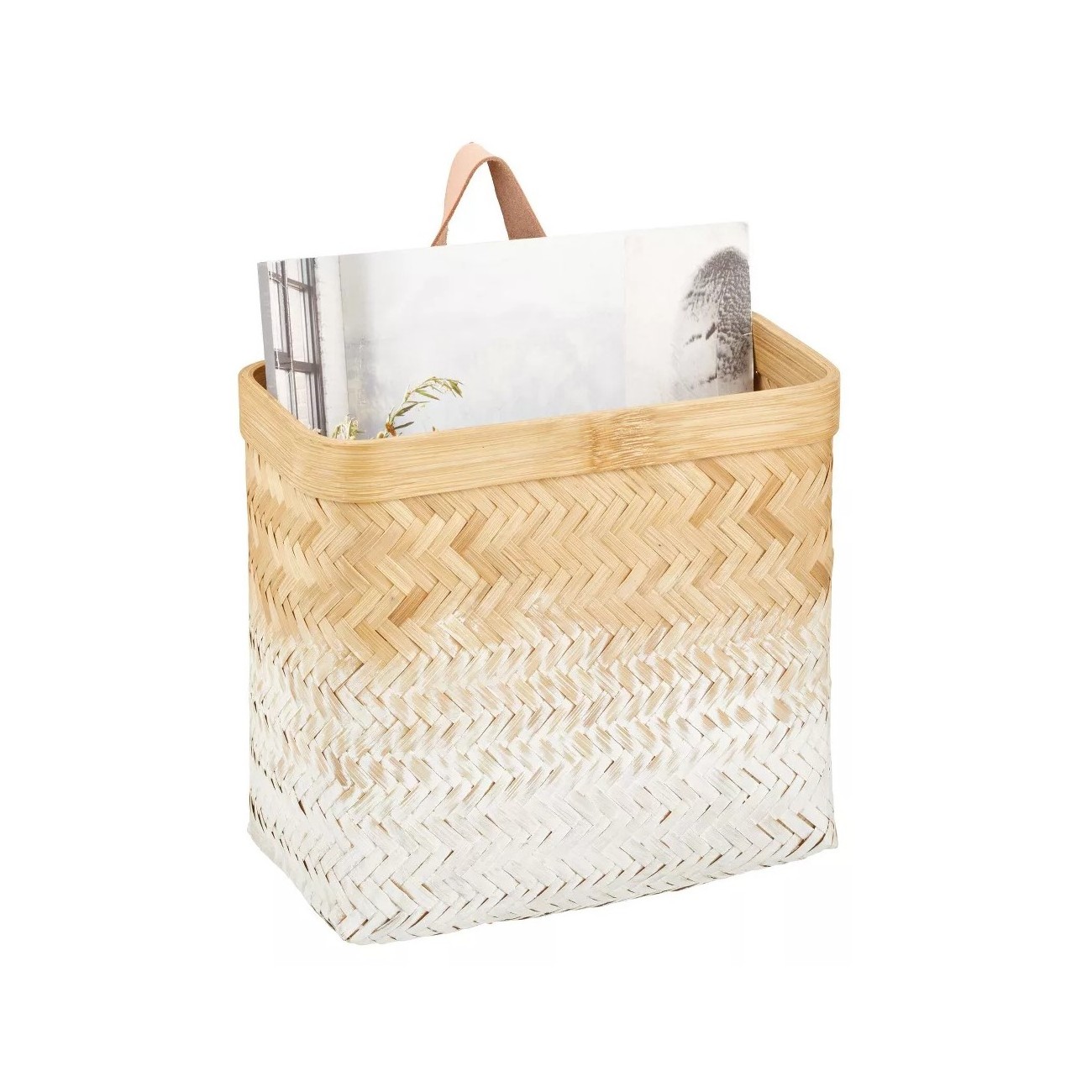 Indian Wholesale Woven Ombre Bamboo Hanging Wall Storage Basket for Flowers & Decorative Essentials Pantry Closet Bathroom