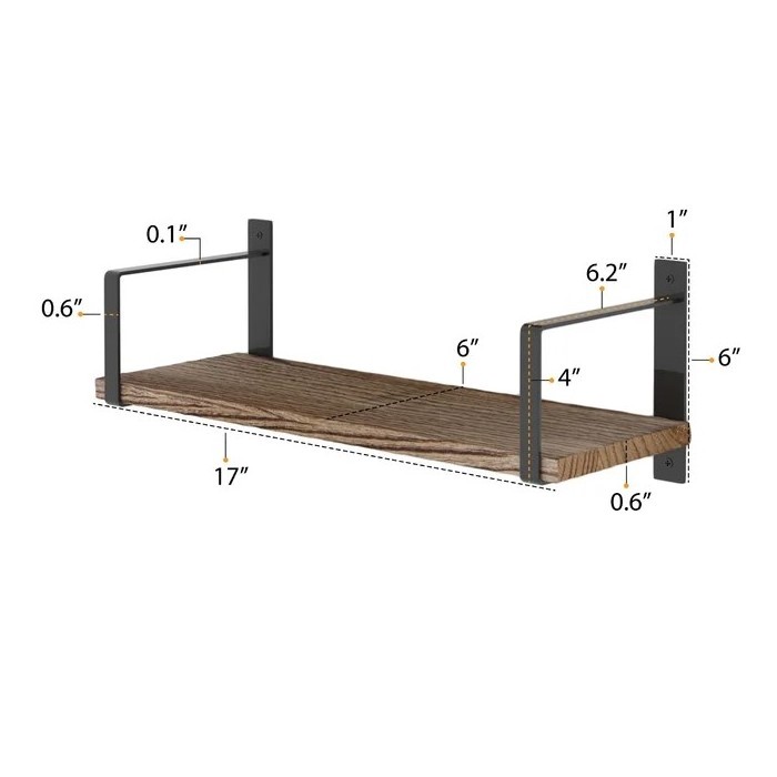 Low Price Handcrafted 3 Tier Wall Rack with Rustic Wooden Slabs Used for Decorative items Books & Plant Display Decor.