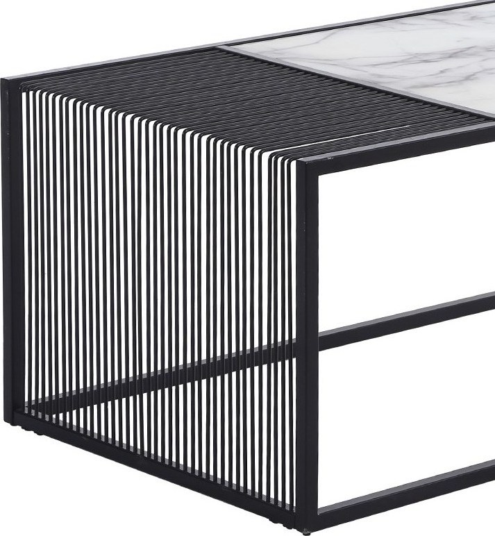 Modern Metal Black Iron Coffee Side Table Homemade Metal Frame Table Unique Square Design Marble Top Customized for Homeware