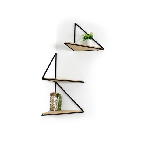 Luxury Quality Triangular Tall Iron Frame Corner Wall Shelf with Wooden Racks Used for Corner Shelving Outdoor Plant Storage.