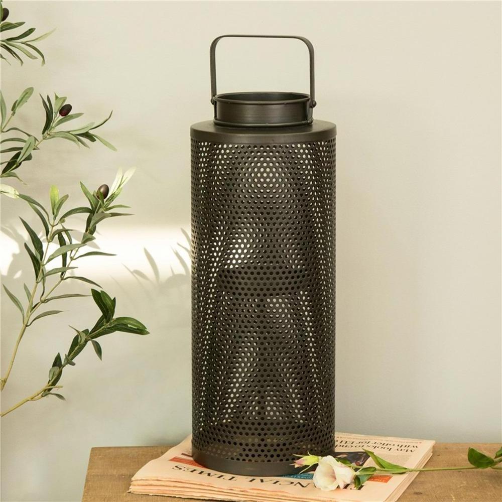 Modern Tall Black Lantern Mesh Design metal lantern for Indoor & Outdoor decor