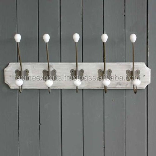 Fancy White Wall Mounted Bathroom Hooks With Ceramic Knobs for Coat