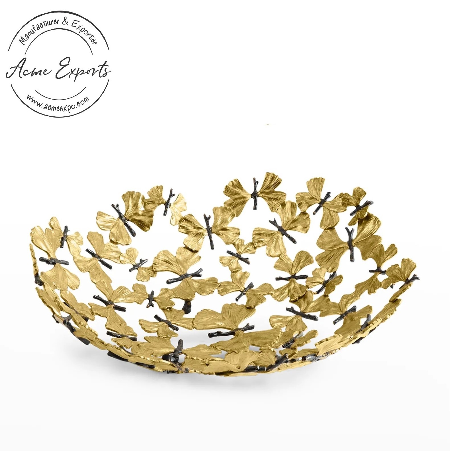 Best Quality Handcrafted Butter Fly Decorative Bowl with Gold Finished Used for Centerpiece Table Decor Bread Basket