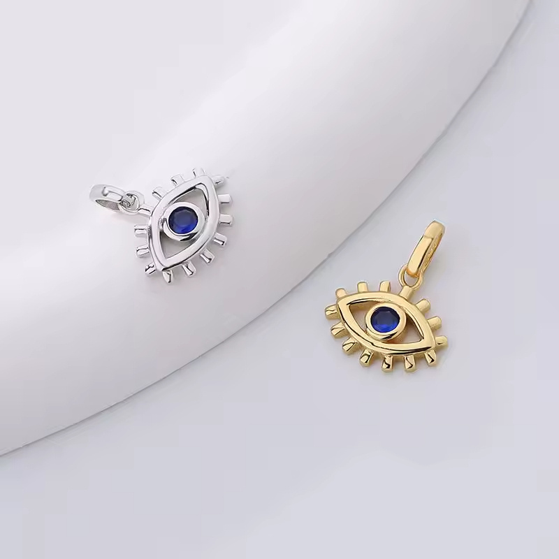 2024 Fashion Turkish Jewelry Accessories Plated Blue Zircon Evil Pendant Charms for Necklace 925 Silver Necklace For Women