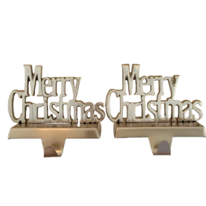 Best Merry Christmas Design With Silver Color Stocking Holder Well Polished Christmas Decoration For Decoration High Quality