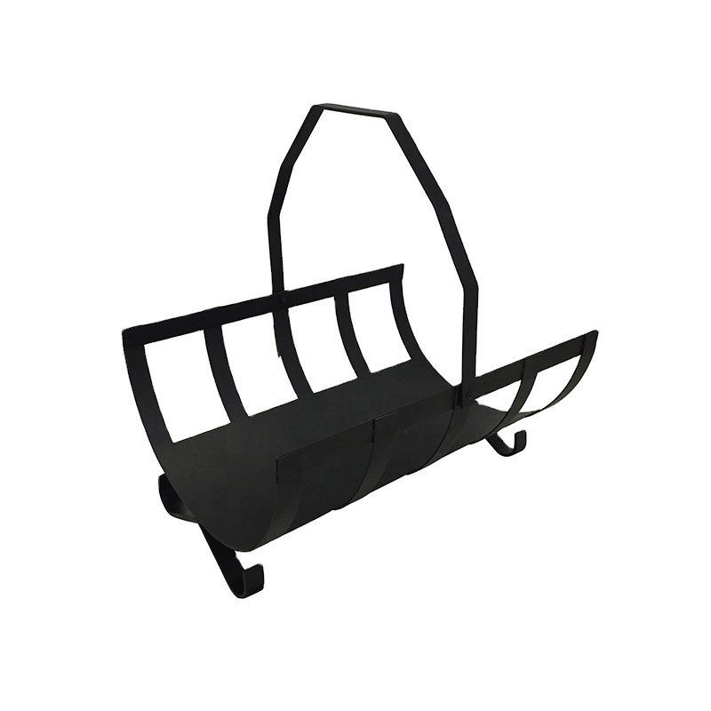 Standard Design Wood Storage Rack Top Quality Black Color Pure Iron Log Rack Heavy Duty Fireplace Garden Log Holder