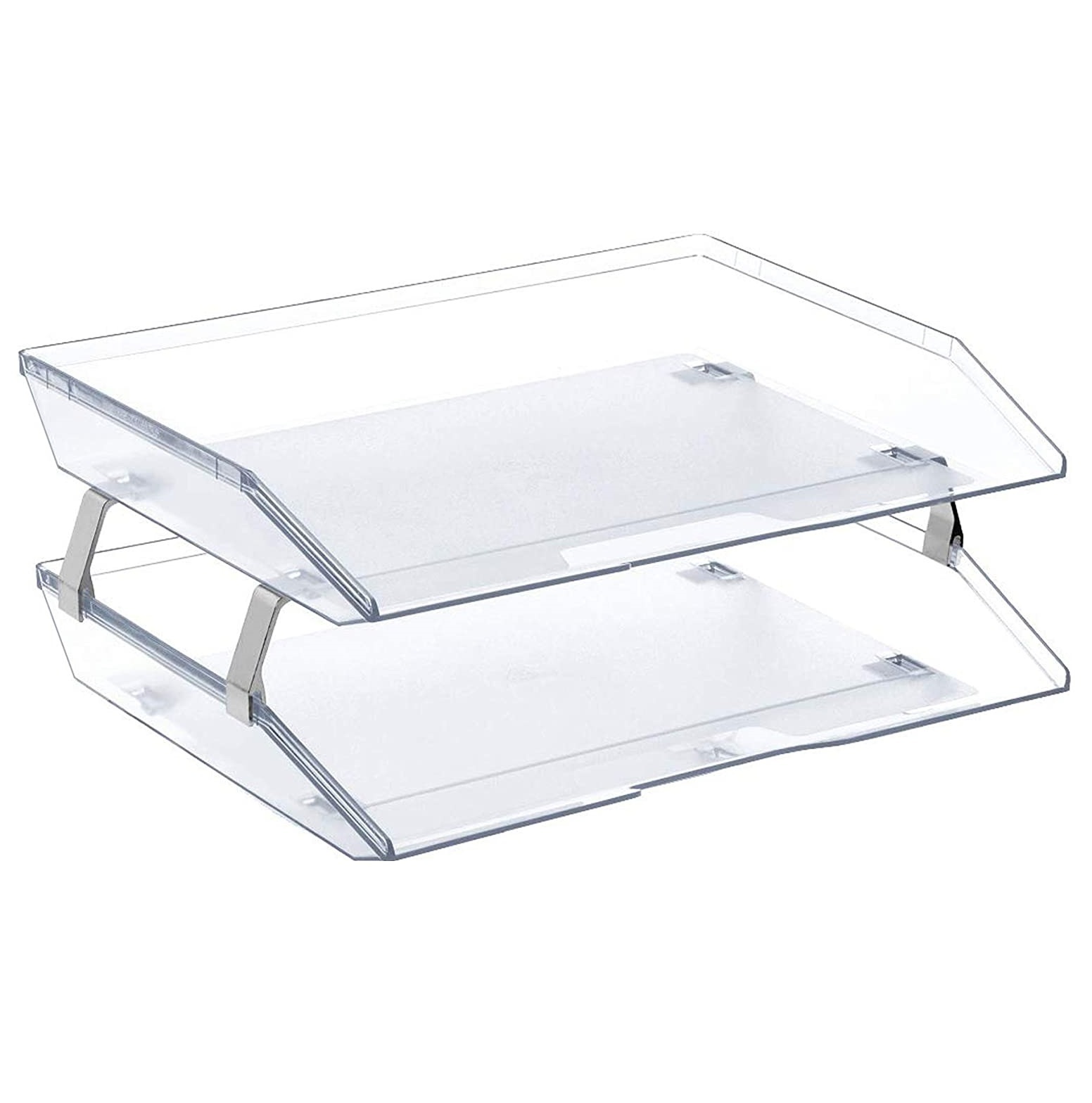 Two Tier Modern Design Acrylic Tray With Handles Clear Acrylic Tray Serving For Bathroom Kitchen Living Room Hotel Supplies