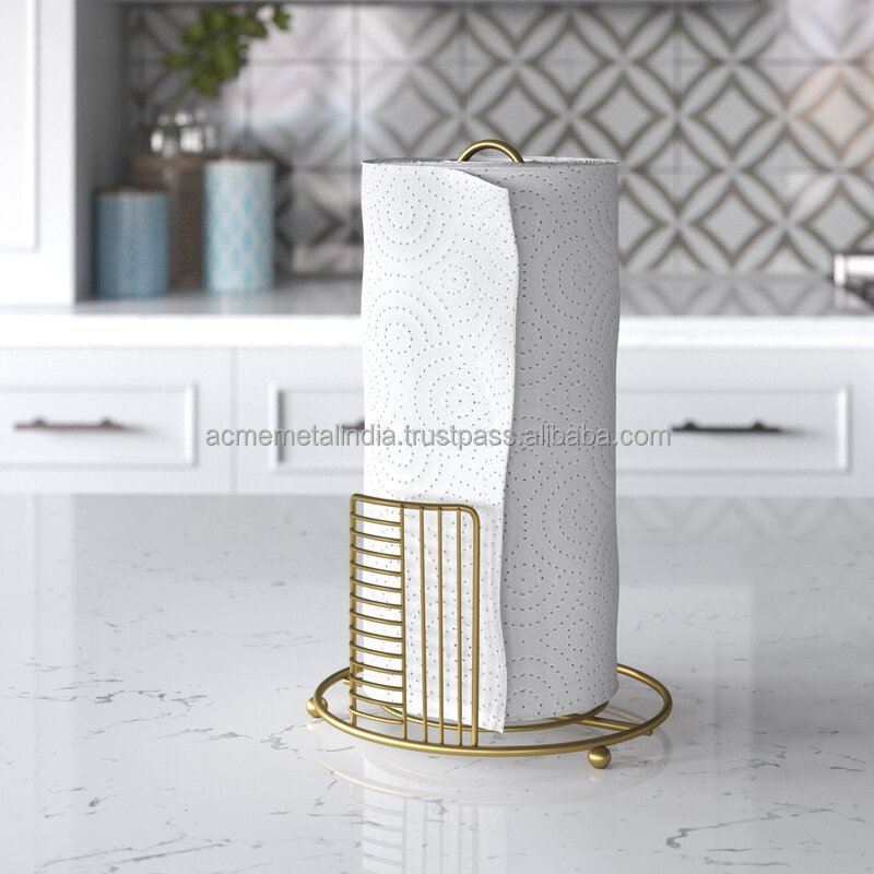 Trending Design Free Standing Paper Towel Holder Metal Black Color Home and Kitchen Towel Holder Dispenser