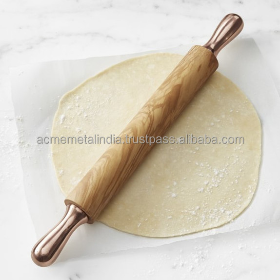 Metal Rolling Pin With Wooden Handle Stainless Steel Rolling Pin Gold Plated Kitchen Tabletop Tools Utensils Rolling Pins