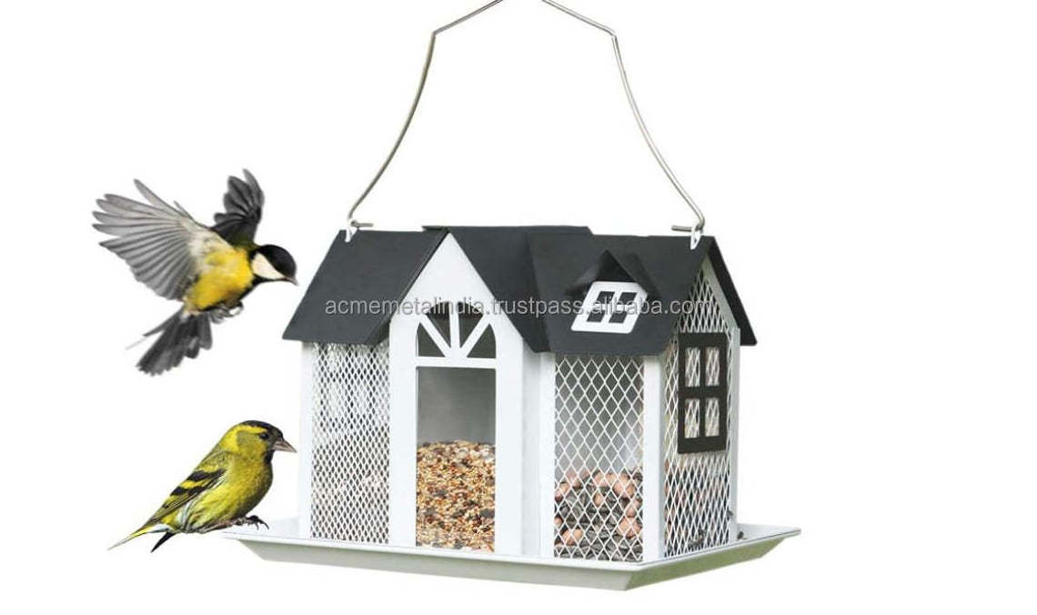 Pet Feeder Food Drinking Bowl Dish Wholesale Stainless Steel Large Size Bird House and Feeder For Garden Decor