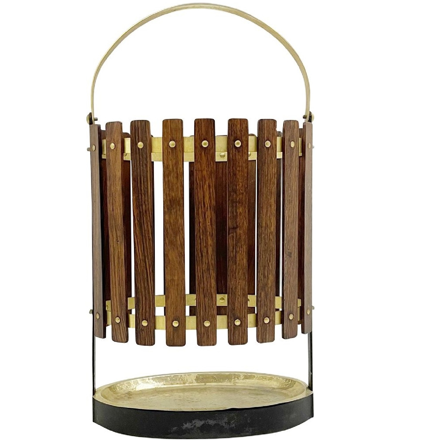 Wooden Design Frame Umbrella Stand With Golden Color Shade Rack Umbrella Bucket Indoor Usage In Reasonable Price