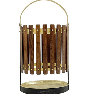 Wooden Design Frame Umbrella Stand With Golden Color Shade Rack Umbrella Bucket Indoor Usage In Reasonable Price