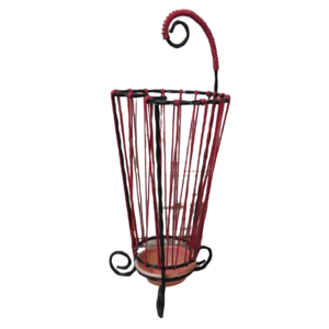 Umbrella Stand Antique Design With Red Color Basket Shape Umbrella Bucket Indoor Home Decoration Lobbies Accessories Supplies