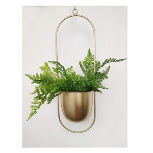 Outdoor indoor garden hanging gold plated metal watering window balcony wall flower pot and planter for indoor usage