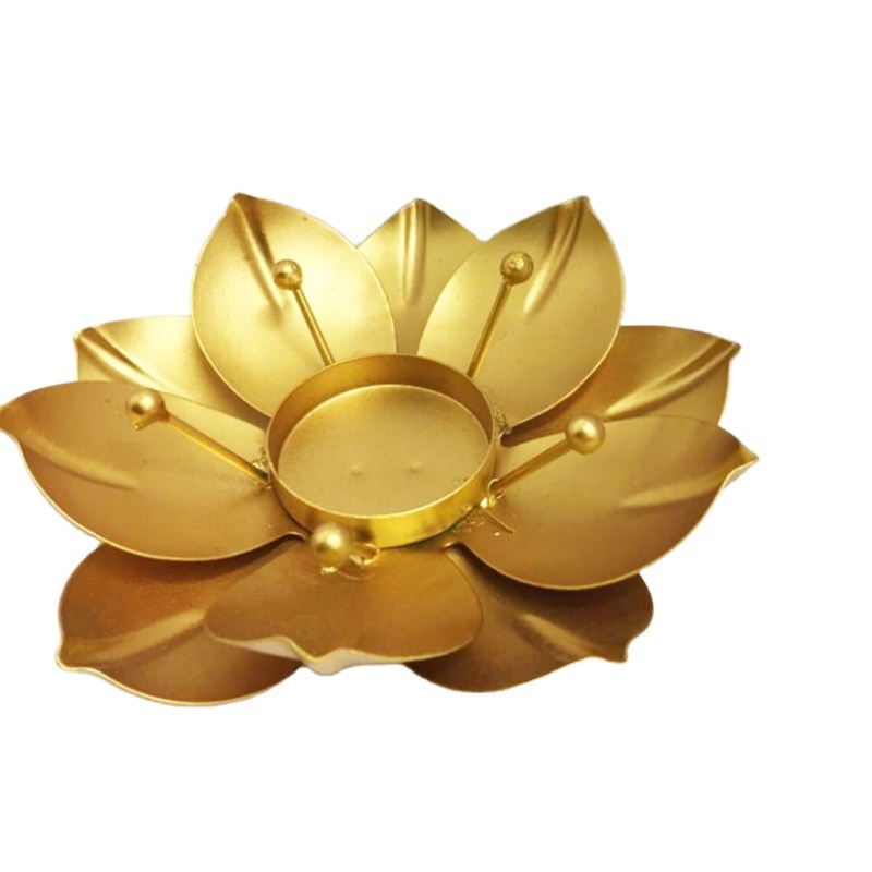 Festivals Christmas Lighting Decorative Tea Light Holder Gold Powder Coated Metal Unique Floral pattern Antique Tea Light Holder