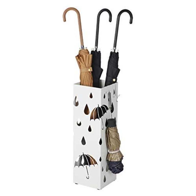 Top Deals With Rain Gear Amazing Umbrella Stand White Coated Square Shape Free Standing Metal Unique Umbrella Holder From India