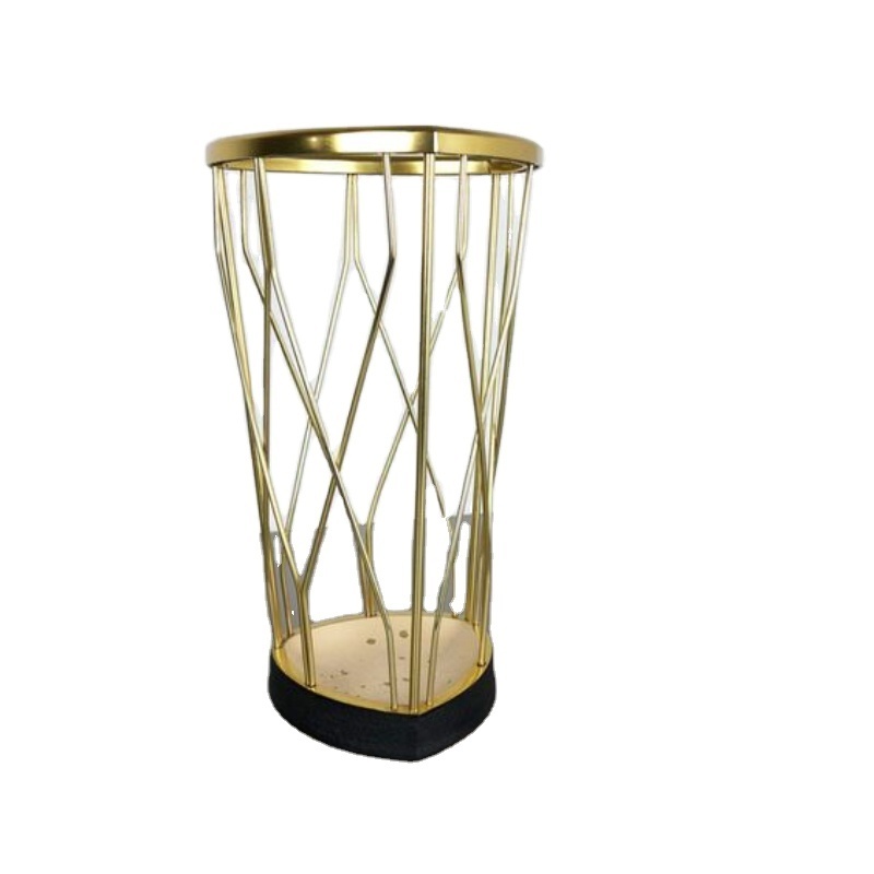 Superior Quality Gold Polished Pure Iron Umbrella Stand Customized Shape Large Size Indoor Household Entryway Umbrella Holder