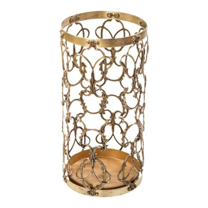 Superior Quality Gold Polished Pure Iron Umbrella Stand Customized Shape Large Size Indoor Household Entryway Umbrella Holder