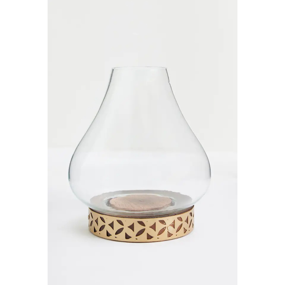 Standard Design Candle Stand and Holder Wooden and Glass Table Top Home Decoration Indoor Candle Holder and Stand