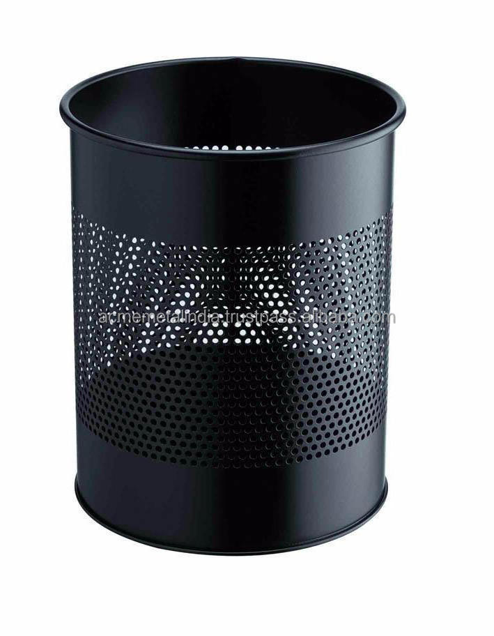 Good Quality Latest Design Metal Waste Bin Home And Commercial Black Color Solid Iron Waste Bin For Indoor and Outdoor Use