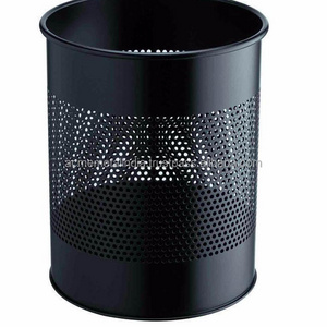 Good Quality Latest Design Metal Waste Bin Home And Commercial Black Color Solid Iron Waste Bin For Indoor and Outdoor Use