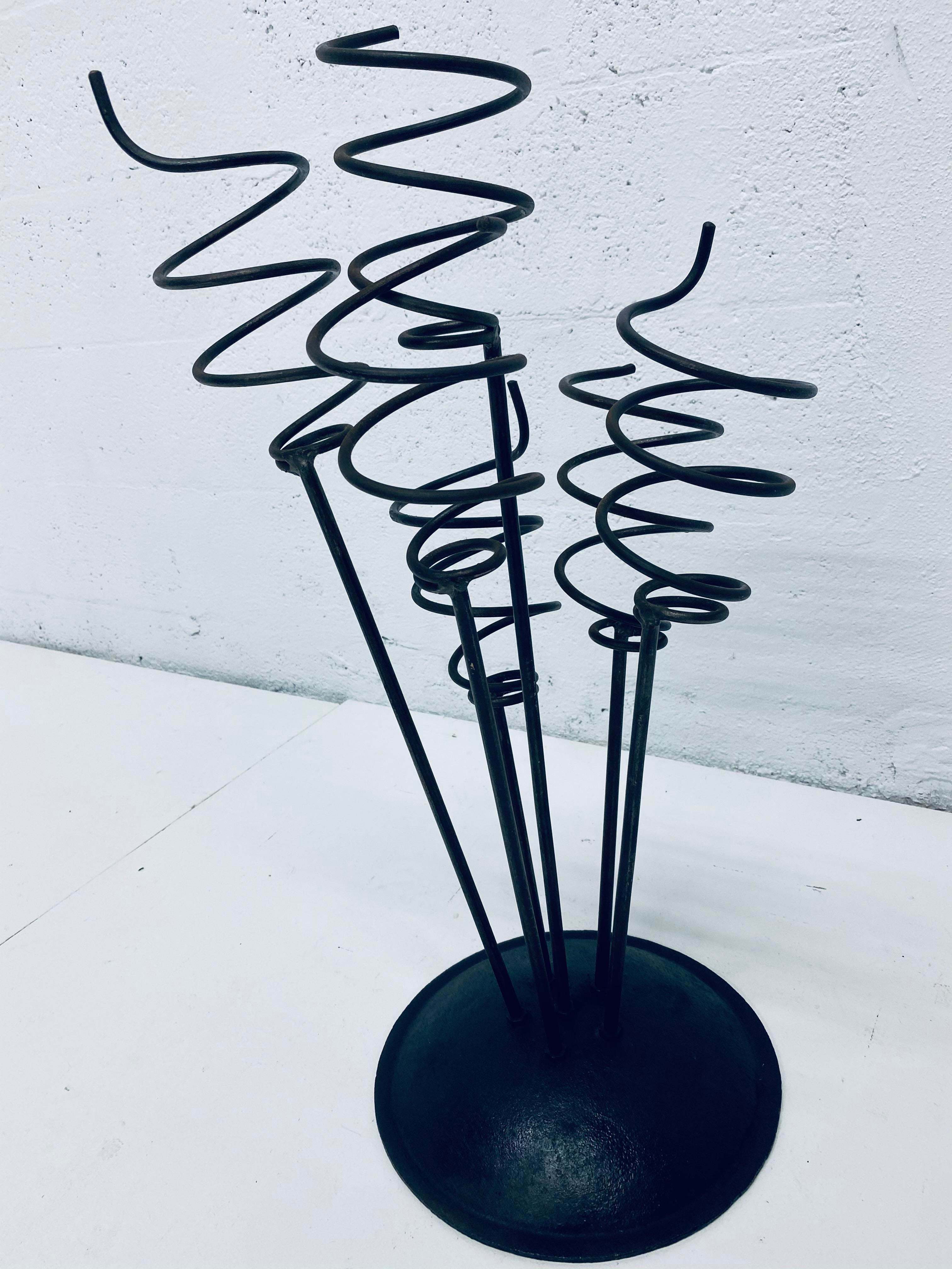 Spring Shape Umbrella Stand With 3 Holders Black Color Powder Coated Design Best For Hotels And Household Lobby Metal Supplies