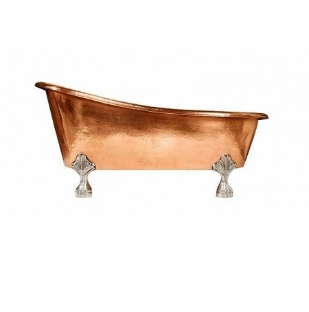 Latest Best Selling Large Size Copper Polished Bath Soaling Tub Handmade Prime Quality Bathroom Tub With Aluminium Legs