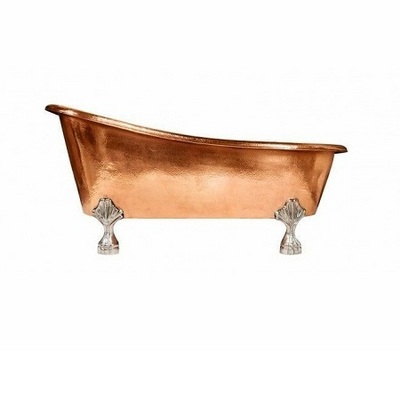 Latest Best Selling Large Size Copper Polished Bath Soaling Tub Handmade Prime Quality Bathroom Tub With Aluminium Legs