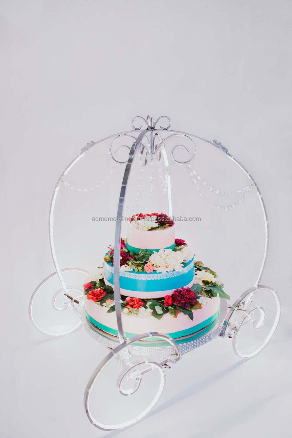 Cake Stand Modern Cinderella Carriage Dessert Stand With Led Light Acrylic Gems Included For Wedding Birthday Events Cake Holder