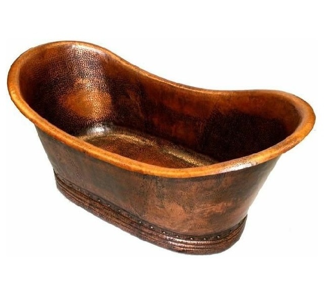 Latest Best Selling Large Size Copper Polished Bath Soaling Tub Handmade Prime Quality Bathroom Tub With Aluminium Legs