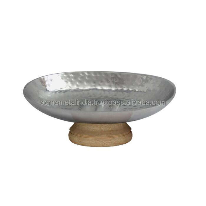 Hammered Stainless Steel Soap Dish With Wood Base Attractive Design Silverware Bathroom Soap Dish From India