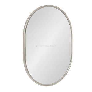 Trimming Mirror Oval Shape Silver Color Luxury Wall Mounted Saloon Mirror For Home Decorative Washroom Accessories