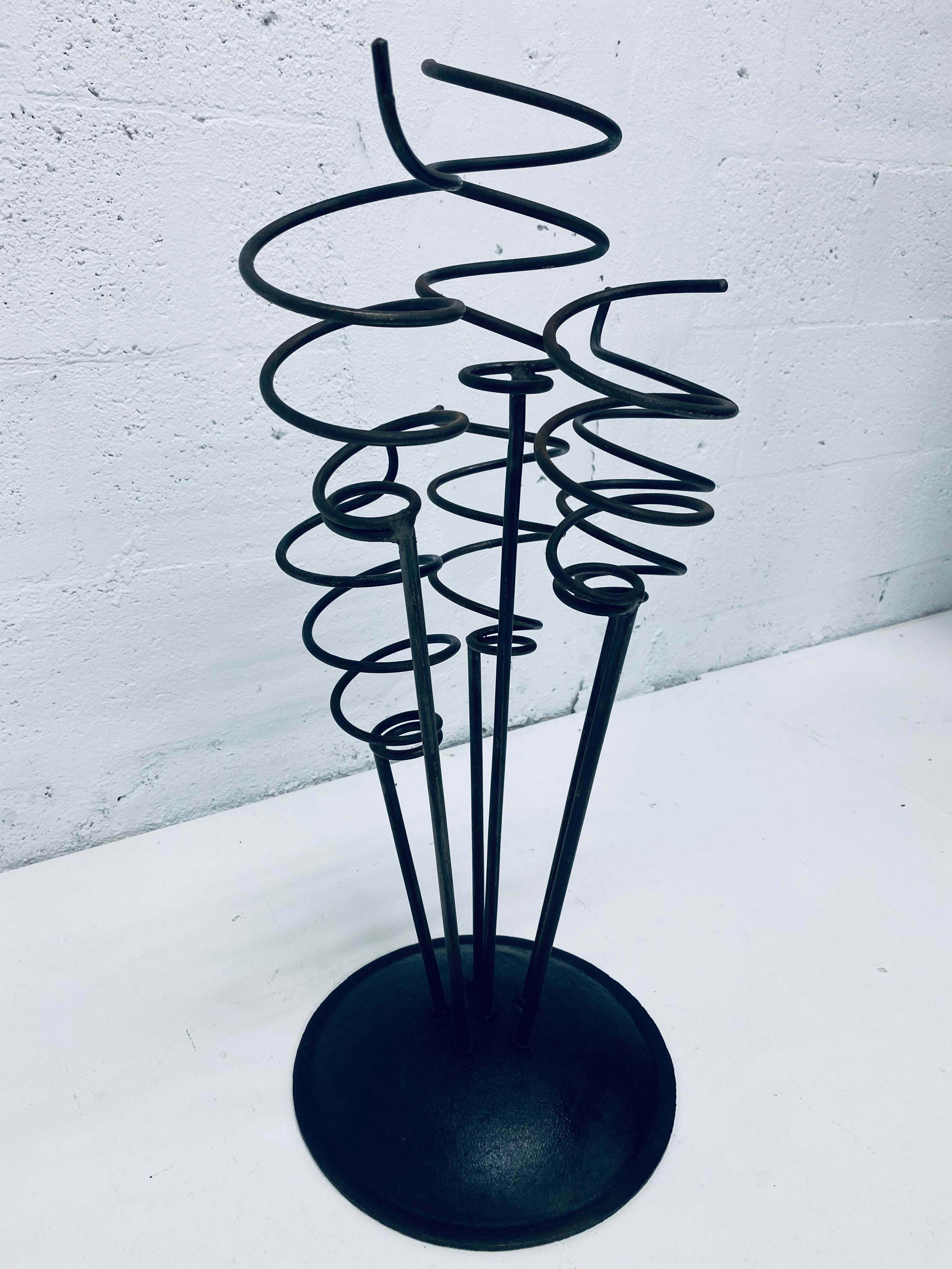 Spring Shape Umbrella Stand With 3 Holders Black Color Powder Coated Design Best For Hotels And Household Lobby Metal Supplies