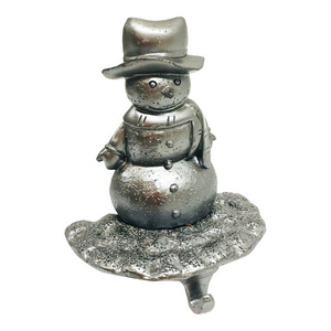 Holder For Stocking Silver Color With Snowman Shape Hanging Ornaments Accessories Supplies Gifts And Christmas Festive Supplies