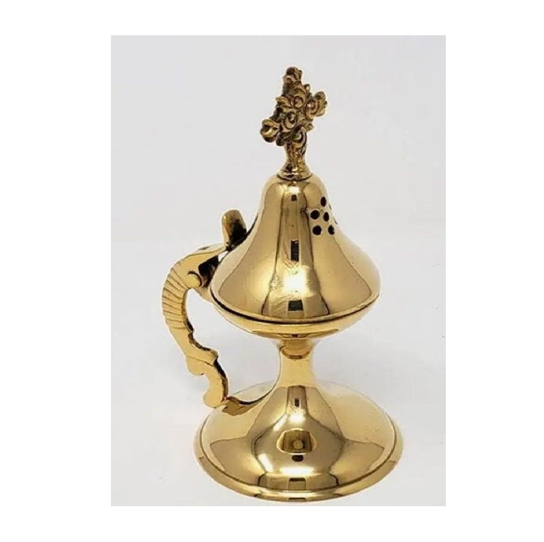 Church Utilities Supplies Brass Incense Burner Christian Religious Equipment Holy Cross Top Metal Church Censer Incense burner