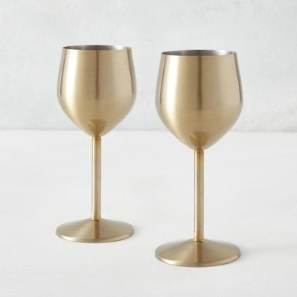 Copper Plated Metal Goblet Modern Design Metal Table Ware Copper Hammered Margini Glass Wine Drinking Glass