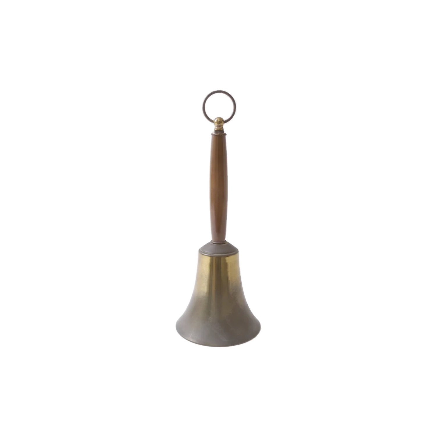 Metal Bell Restaurant Offices Supply Polished Brass Bell With Cross Made in Brass With Wooden Handle Christmas Bell Solid Brass