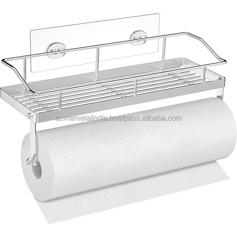 Holder With Shelf Shower Caddy And Paper Towel Combination stainless Steel Wall Mounted Paper Towel Holder With Adhesive Storage