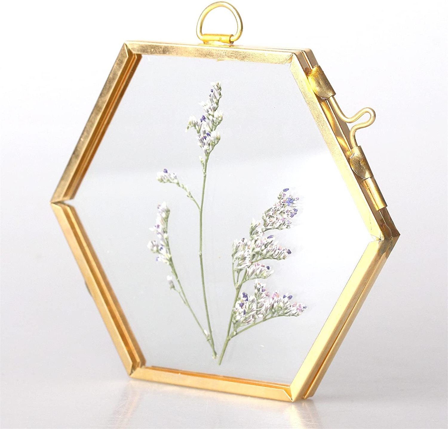 Hexagonal Shape Gold Color Photo Frame Shiny Look Wall Hanging Picture Frame Wholesale Gold Metal Glass Photo Frames For Bedroom