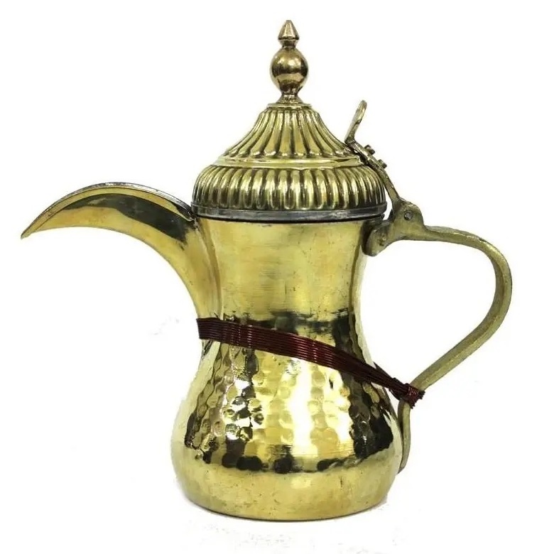 Brass Dallah Kitchenware Coffee Tea Maker Pot Tableware Restaurant Decorative Dallah Handmade Gold Vintage Tea Pot