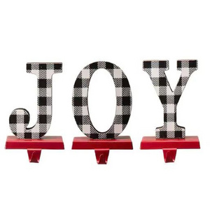 Joy letter Shape Black White Shade Stocking Holder Custom Color Free Standing For Christmas And Home Decorative Party Supplies