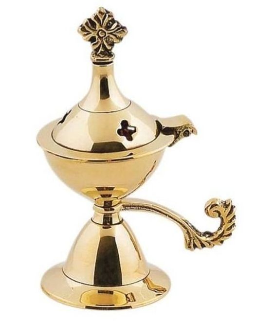 Church Utilities Supplies Brass Incense Burner Christian Religious Equipment Holy Cross Top Metal Church Censer Incense burner