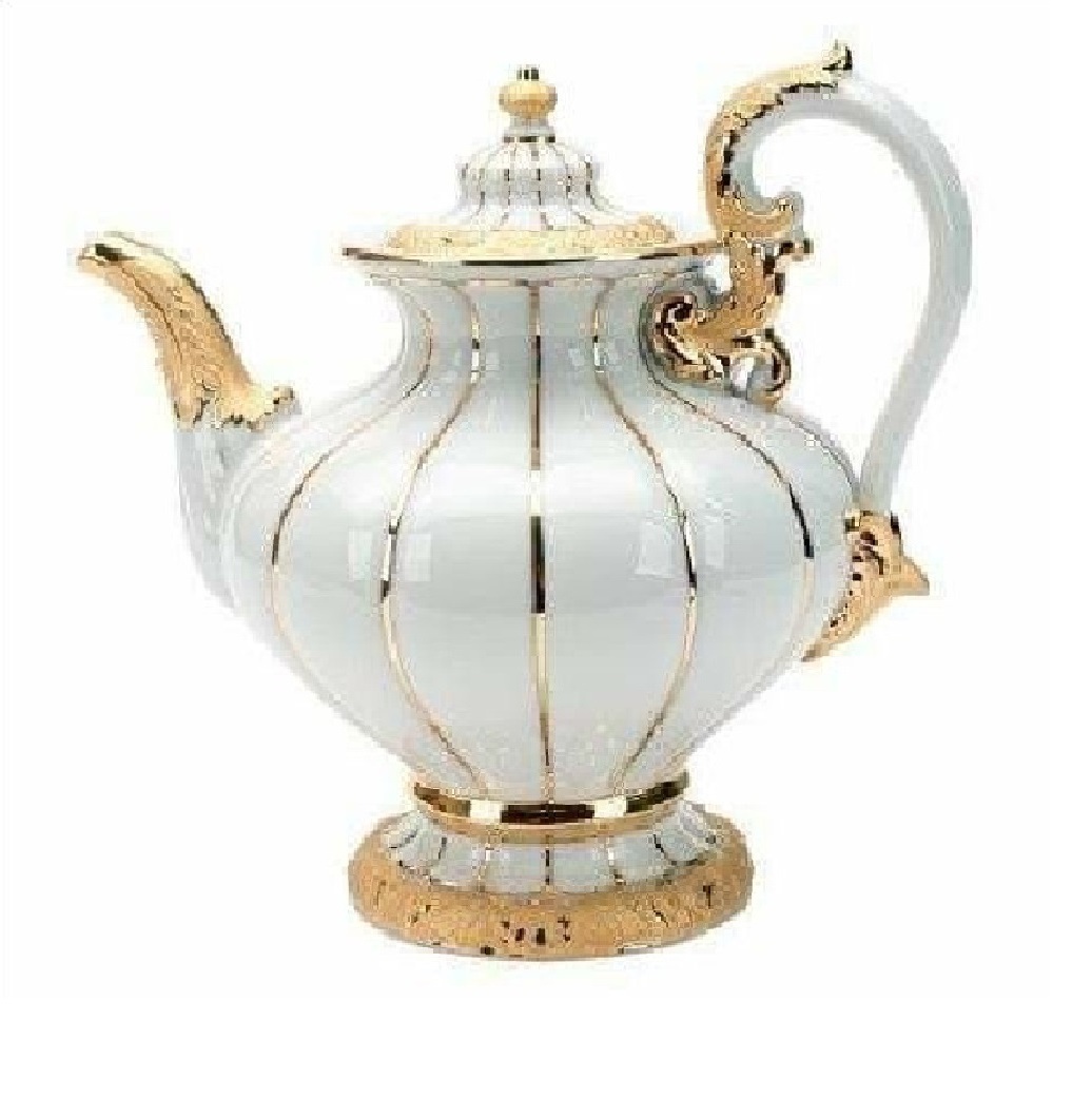 Enameled Design Kettle With White And Golden Color Design Copper Kettle Metal Kettle For Home And Kitchen Restaurant Supplies