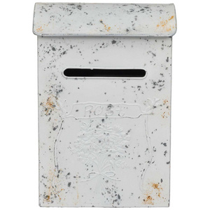 Galvanized Metal Vintage Mail Box With White Color Powder Coated Envelope Holder And News Paper Box Parcel Drop Letter Storage