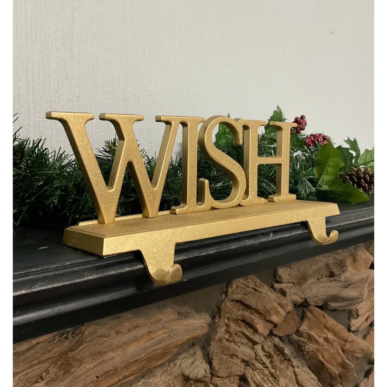 Stocking Holder Wish Design With Gold Color Festive Party On Best Reasonable Price Christmas Accessories Holder