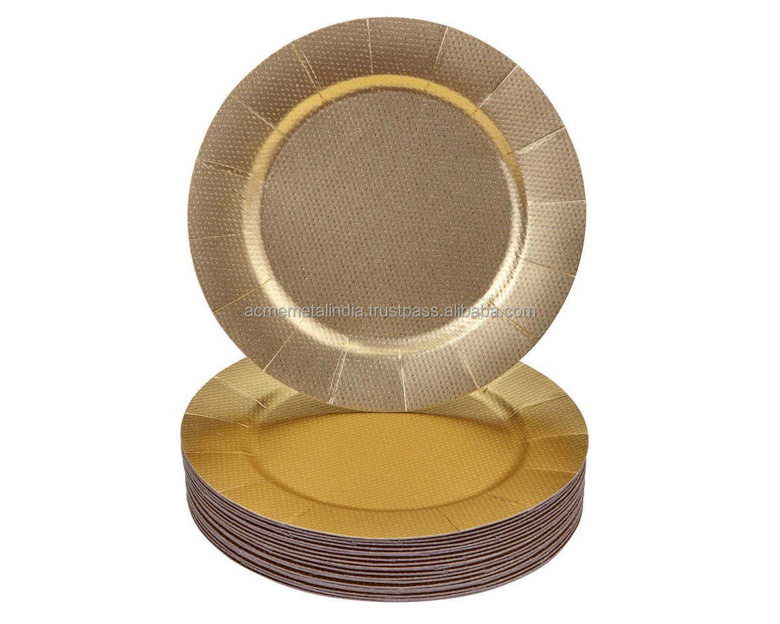 Charger Plate Modern Classic Design With Embossed Border Brown Color Charger Plates For Home Hotel Wedding Tableware