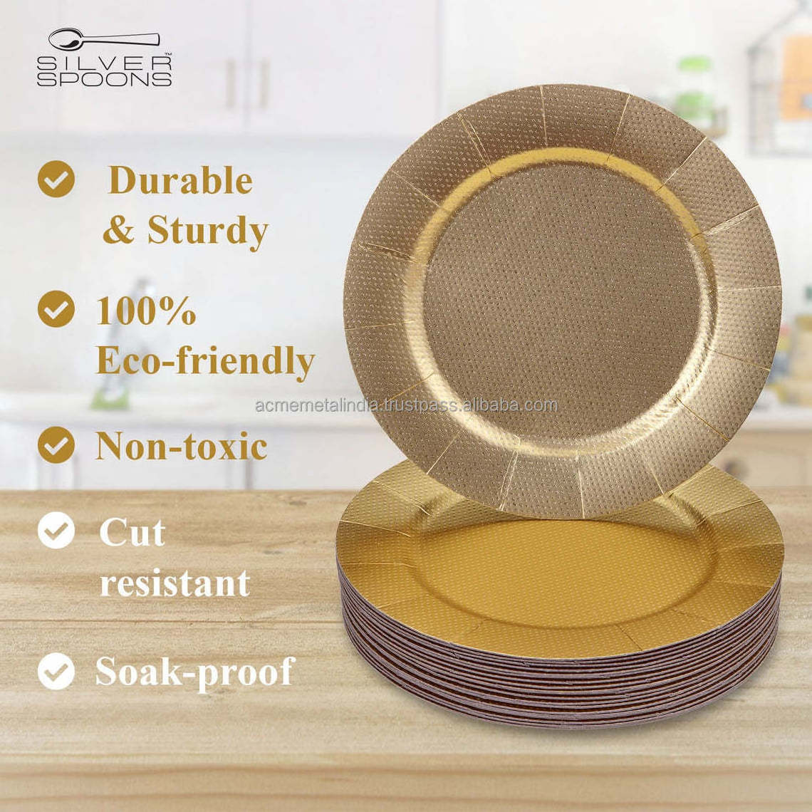 Charger Plate Modern Classic Design With Embossed Border Brown Color Charger Plates For Home Hotel Wedding Tableware