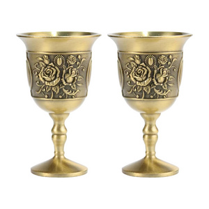 Modern Design Copper Wine Goblet With Brass Drinkware Hot Selling Goblet Cup For Wine Modern Design Goblet Brass With Embossed